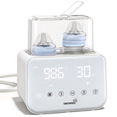 GROWNSY bottle warmer with LCD display showing precise milk temperature.