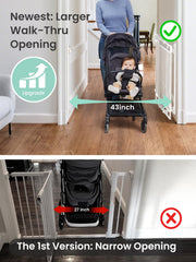 Grownsy Baby Gate adjustable width fits multiple doorways and stairs.