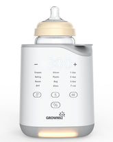 Grownsy bottle warmer front view showing compact design for quick milk warming