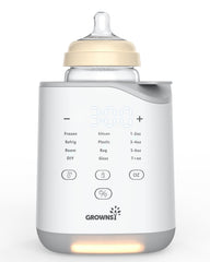 Grownsy bottle warmer front view showing compact design for quick milk warming