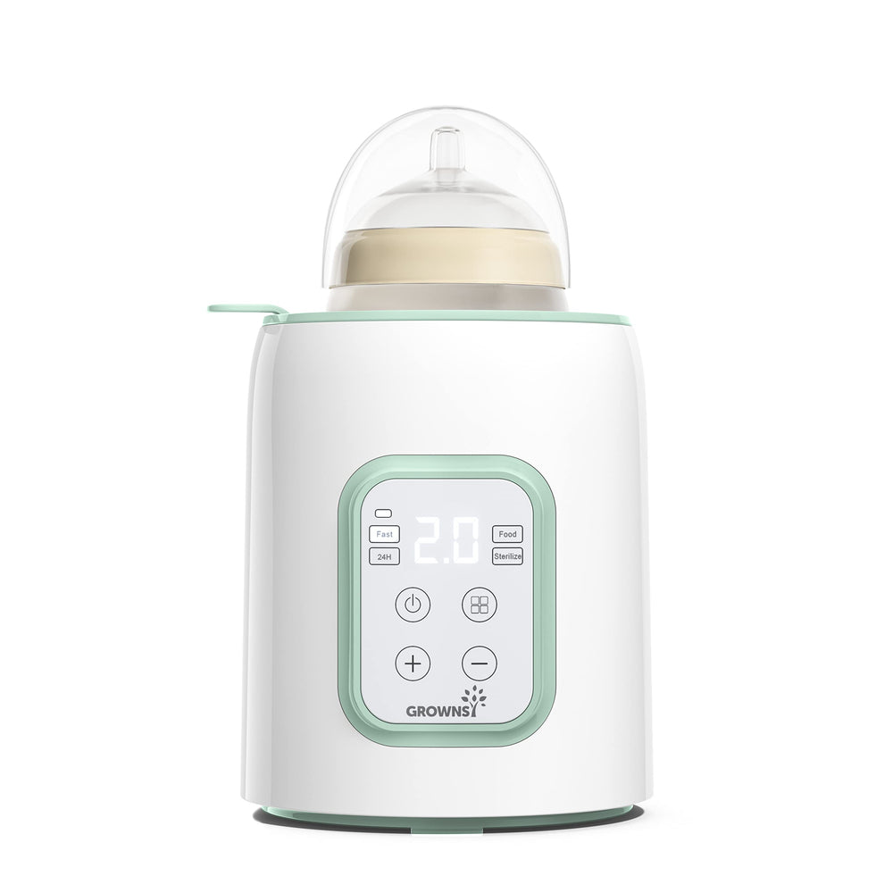 Grownsy bottle warmer front view, compact design for night feeds