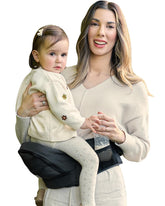 Grownsy hip seat supports baby in ergonomic position for comfortable carrying.