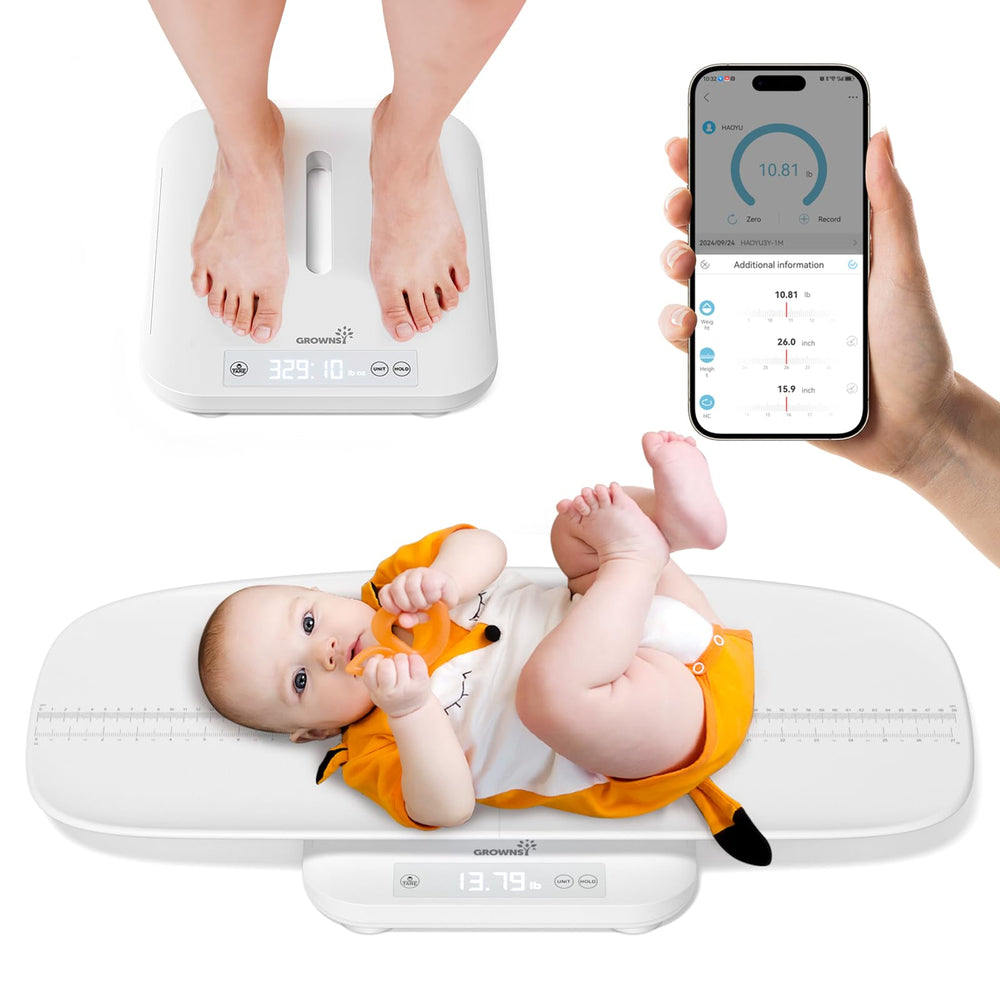 GROWNSY smart-baby-scale app interface for effortless growth tracking