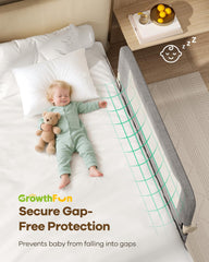 GrowthFun bed rail offers gap-free protection with an adjustable center bar.