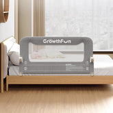 GrowthFun foldable bed rail with 47-inch carbon steel frame for toddler safety.