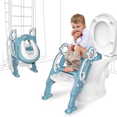 GrowthPic toddler potty seat with foldable step in blue for space-saving use