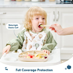 GRSSDER adjustable-neckband bib close-up, grows with baby from 6 to 30 months.