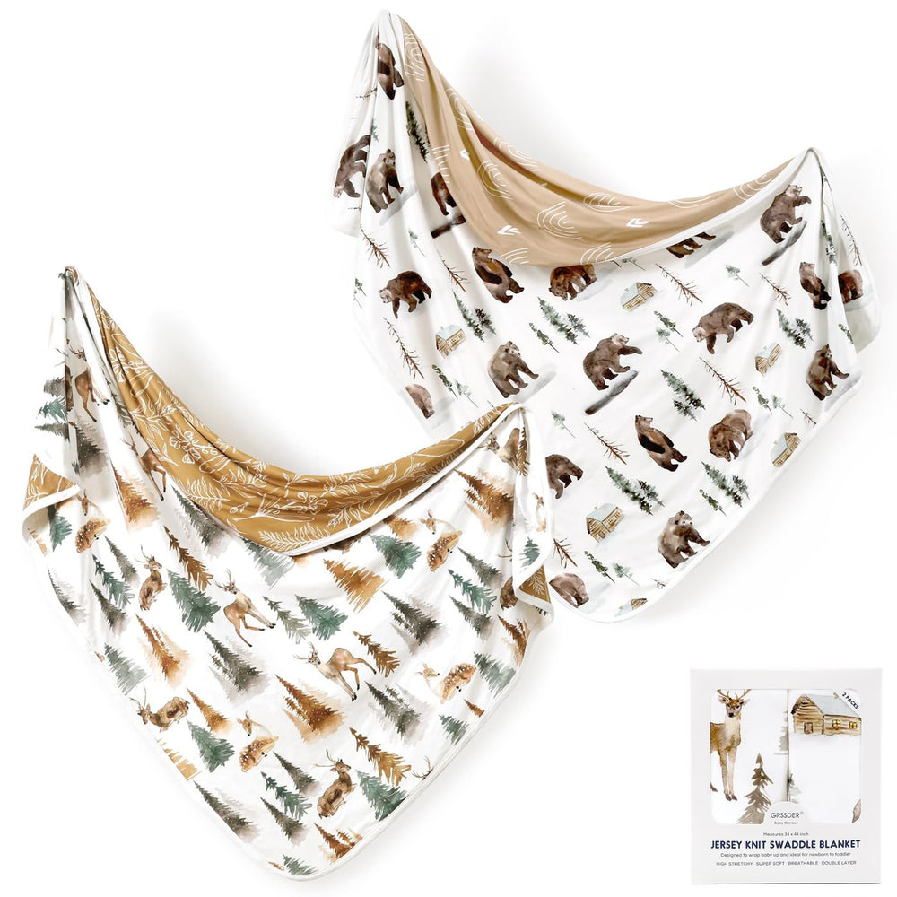 GRSSDER baby blanket with deer-bear swaddle for cozy, secure naps.