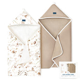 GRSSDER baby hooded towel in cream pattern for cozy post-bath warmth.