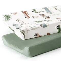 GRSSDER car-print changing pad cover for nursery use and quick, snug diaper changes.