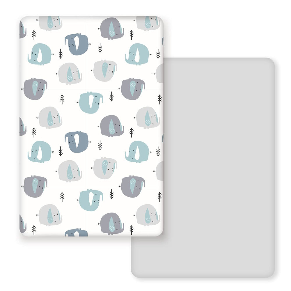 GRSSDER elastic-band pack n play sheets secure a snug fit for naps and playtime.