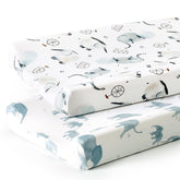 GRSSDER elephant-print changing pad cover with soft stretch for snug, comfy fits.
