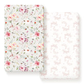 GRSSDER fitted crib sheet with calming flowers and insects pattern on soft jersey