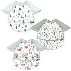 GRSSDER mess-proof bib with pocket catching crumbs at mealtime