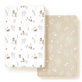 GRSSDER Stretch Jersey Knit mini sheet with watercolor rabbit pattern for a soft, secure fit.