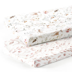 GRSSDER blush floral changing pad cover offers ultra-soft fabric for baby comfort.