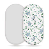 GRSSDER stretchy bassinet sheet in blue-rose fits multiple bassinet shapes