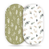 GRSSDER stretchy bassinet sheet with watercolor flora olive pattern for snug sleep