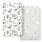 GRSSDER bear-print stretchy crib sheet; snug fit for crib mattresses.