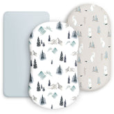 GRSSDER stretchy fitted bassinet sheet set offers universal fit for oval, round, and rectangular bassinets, snug sleep.