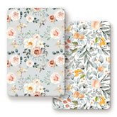 GRSSDER mini crib sheet with watercolor flowers and fruits—soft, breathable for comfy naps.