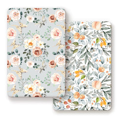 GRSSDER mini crib sheet with watercolor flowers and fruits—soft, breathable for comfy naps.