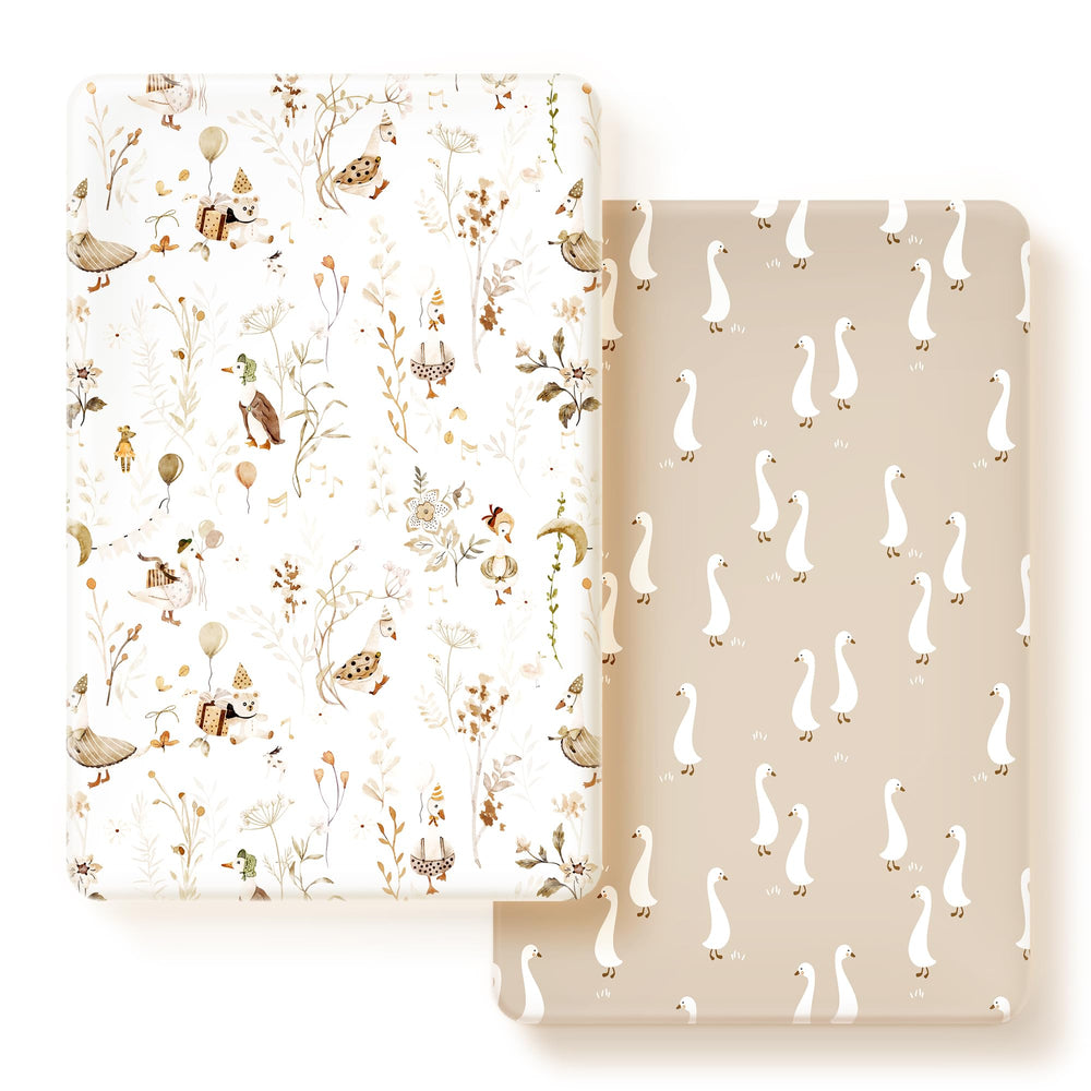 GRSSDER stretchy jersey-knit pack n play sheets in a two-pack, soft and snug for baby sleep.