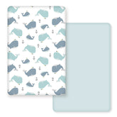 GRSSDER two-pack mini crib sheets with whale print for snug, breathable comfort