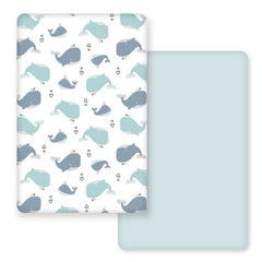 GRSSDER two-pack mini crib sheets with whale print for snug, breathable comfort
