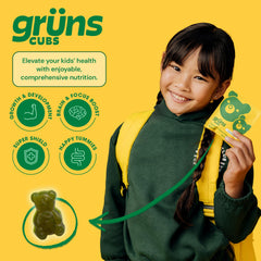 Grüns strawberry-flavor gummies on a tray are ideal for school lunches.