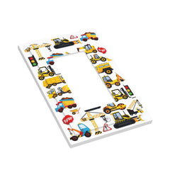 GSRLOD construction vehicles wall plate adds color and imagination to a playroom or bedroom.