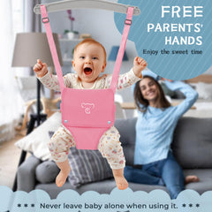 G TALECO Gear baby exerciser in motion pink with comfortable padding.