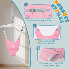 G TALECO GEAR standing pink frame supports safe indoor jumping.