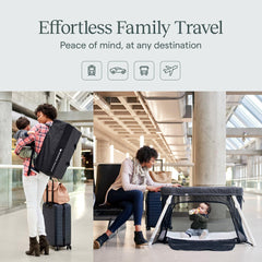 Guava Family Travel Crib 15-second setup supports rapid setup on the go.