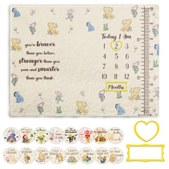 Guawubiang Classic Pooh milestone blanket shown for monthly growth photos