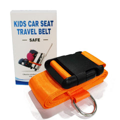 GUCHO car seat belt to suitcase orange setup for easy airport transport