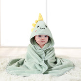 Gucilulu hooded baby towel with a dinosaur face, soft and cozy after bath time.