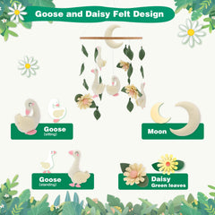 Gueiddi Goose mobile with daisies delivering whimsy for bedtime decor