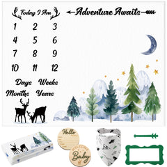Guiqulai baby milestone blanket with deer woodland design for adorable monthly photos.