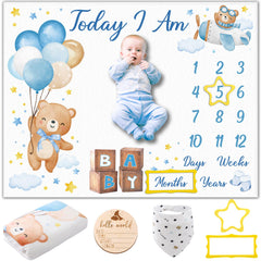 Guiqulai bear monthly milestone blanket shows a soft texture for cozy newborn photos