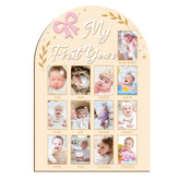 Guiqulai my first year frame with pink bow for 12-month photo milestones