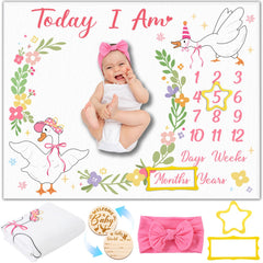 Guiqulai Silly Goose milestone blanket flatlay highlighting soft flannel texture for newborn photos