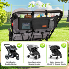 Guiseapue organizer showing insulated cup holders keeps beverages handy on walks.