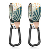 Gukeniu Baby Stroller Hooks with abstract leaf design keep diaper bag within easy reach