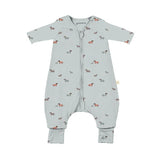 GUNAMUNA sleep sack with Woof print; cozy cocoon ideal for naps and night sleep.