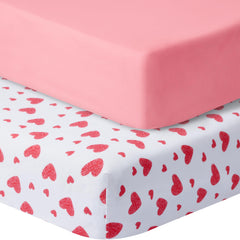 GUNTAIL Love Pink crib sheet 52x28x8 on mattress, soft and snug for baby sleep