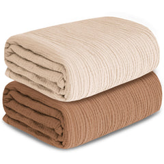 Guntail muslin swaddle two-pack in beige and coffee for gentle daily swaddling.