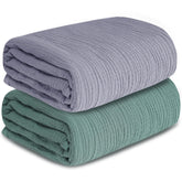 GUNTAIL muslin swaddle blanket gray-green 2-pack laid flat for cozy baby sleep warmth