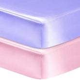 GUNTAIL satin crib sheet pink on mattress reduces friction and protects baby's hair