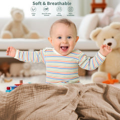 Guntail muslin swaddle used as nursing cover for private feeding.